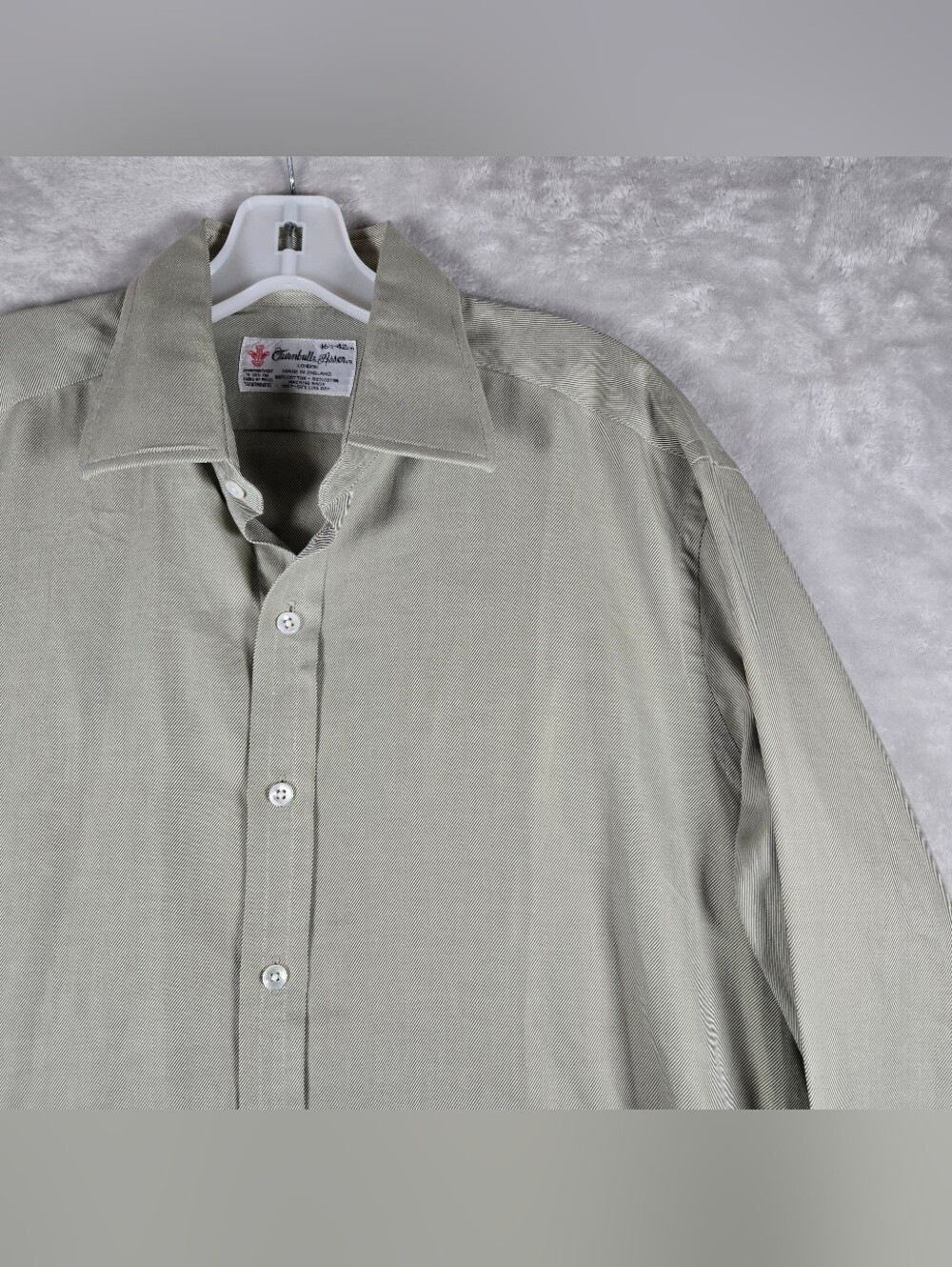 Turnbull & Asser Exclusive Button Up Mens Size 16 1/2 42 Striped Green Cotton - Picture 4 of 11